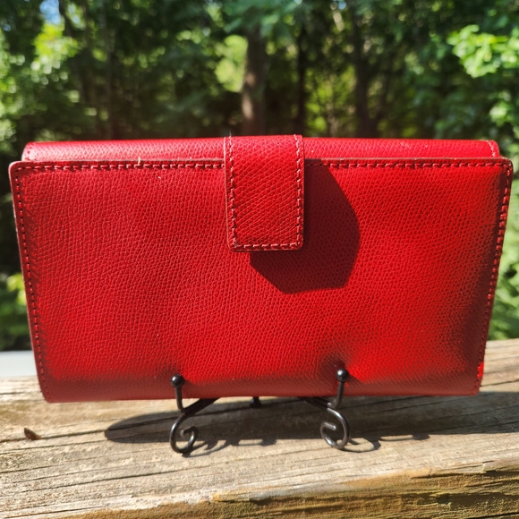 Michael Kors Florence Vibrant Red Large Billfold leather wallet NWOT - Picture 2 of 12